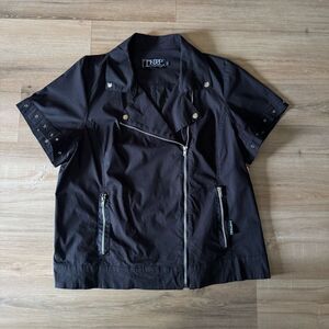 Tripp NYC Size 3X Short Sleeve Riders Jacket Black Rivet Side Zip Punk Goth NWT